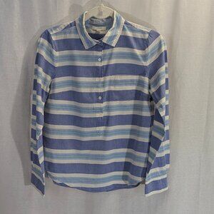J. Crew Size 2 Blues/White Striped Half Button Down